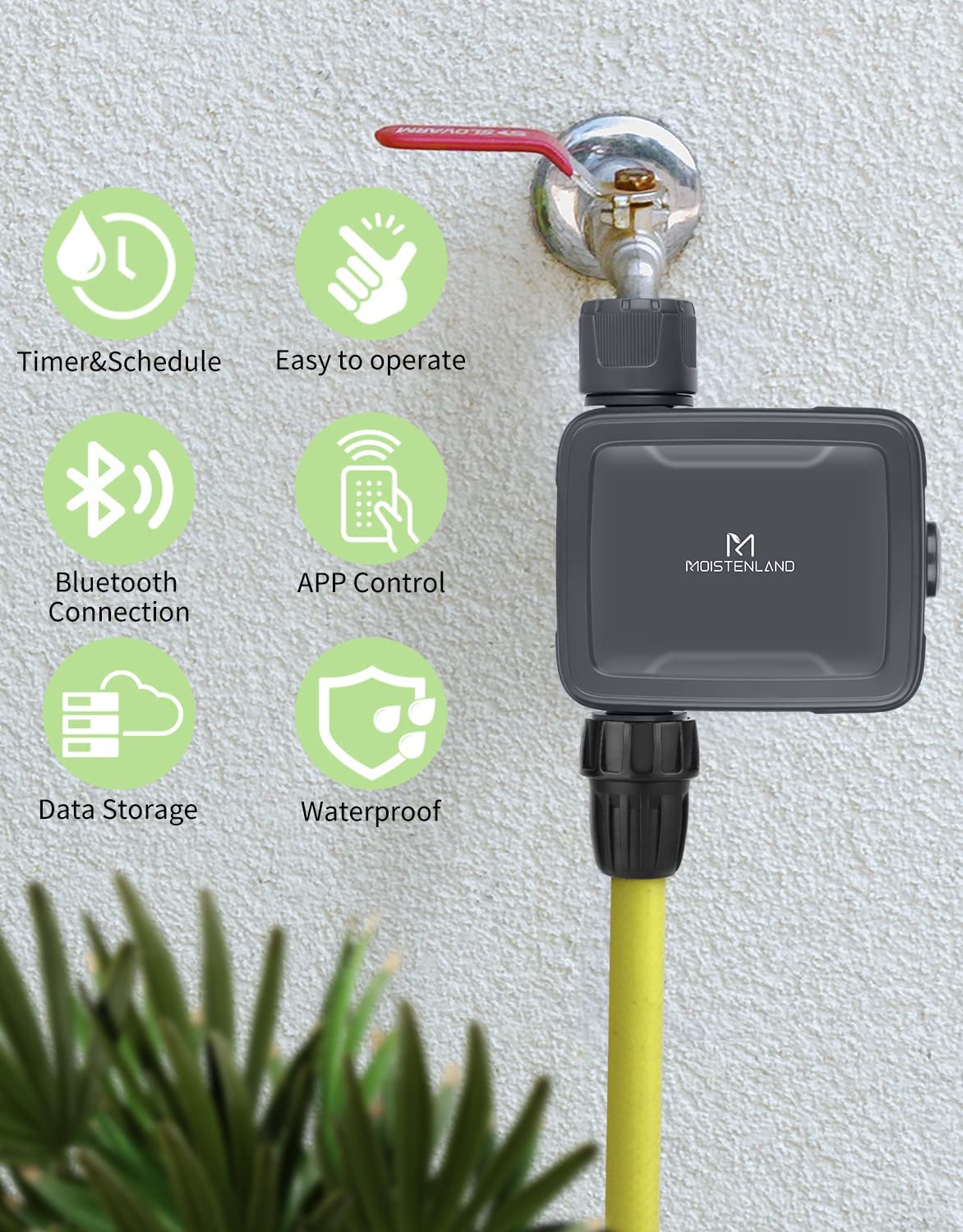 Bluetooth/WiFi Garden Sprinkler Timer 1/2 Outlet, Drip Irrigation